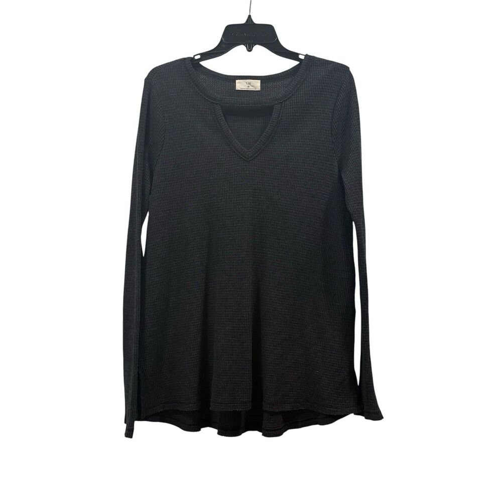 t.la Anthropologie Charcoal Gray Nadia Keyhole Thermal Long Sleeve Size S